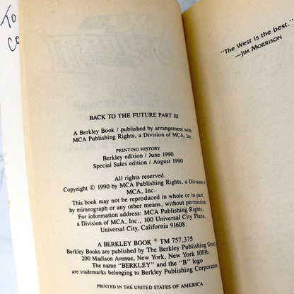 Back to the Future Part III by Craig Shaw Gardner [1990 MOVIE TIE-IN PAPERBACK]