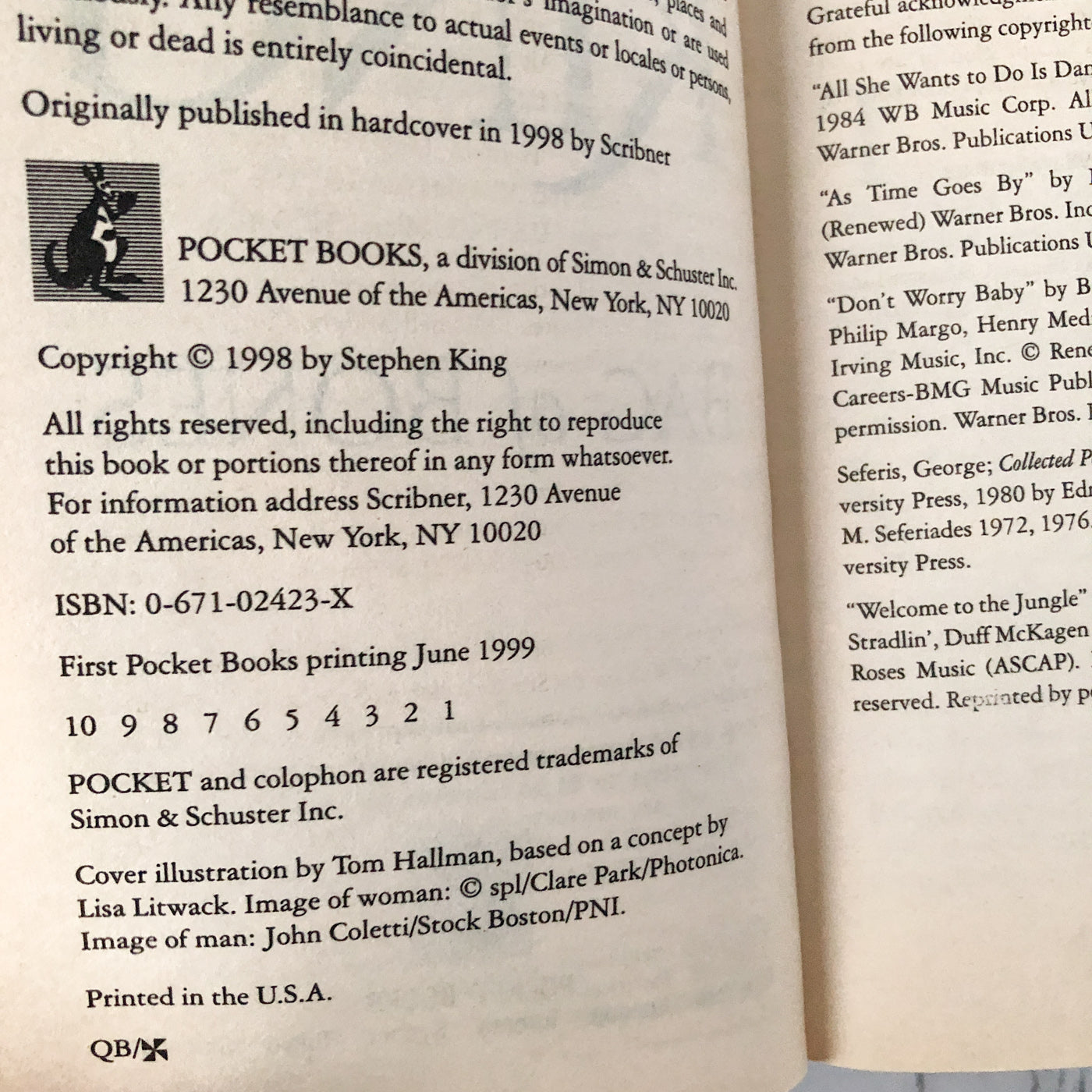 Bag of Bones by Stephen King [FIRST PAPERBACK PRINTING / 1999]