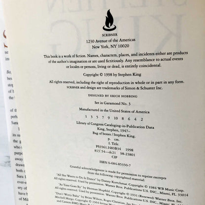 Bag of Bones by Stephen King [FIRST EDITION / FIRST PRINTING] 1998