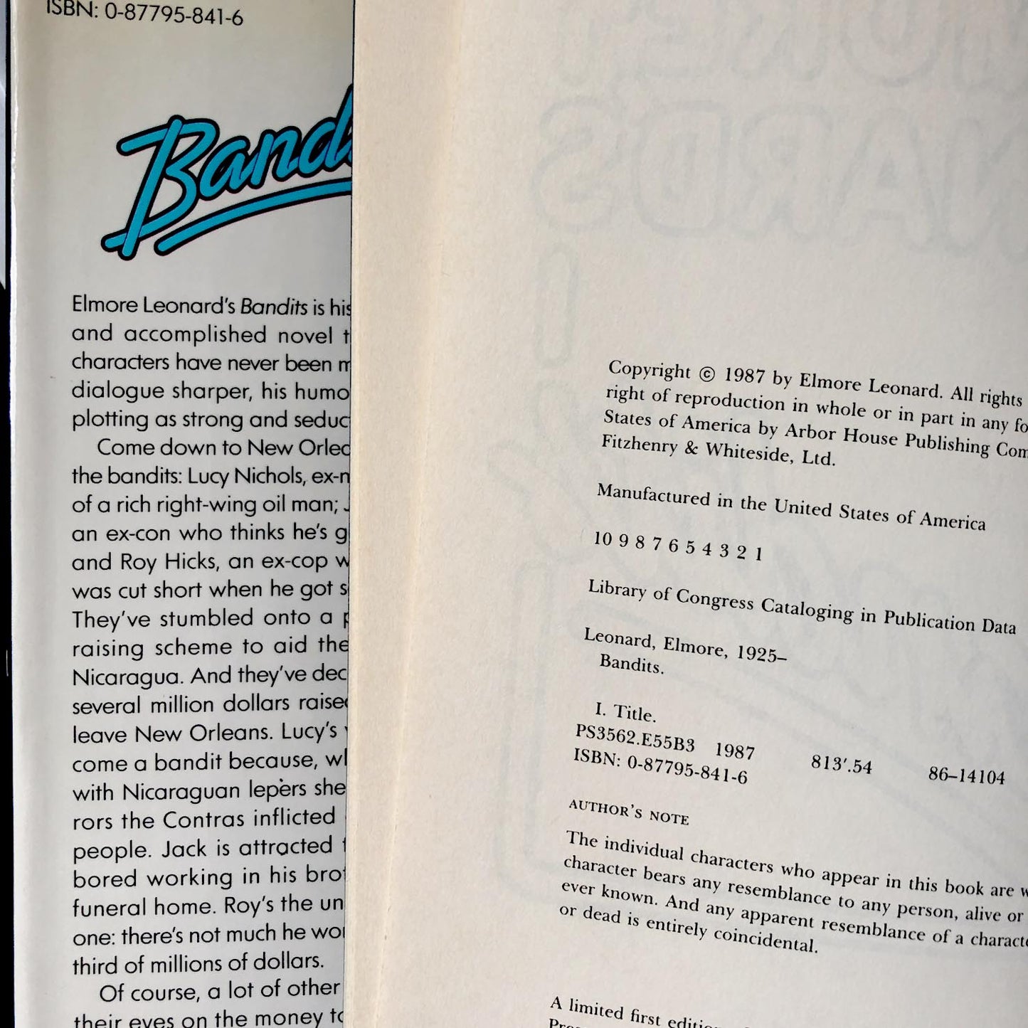 Bandits by Elmore Leonard [FIRST EDITION / FIRST PRINTING] 1987