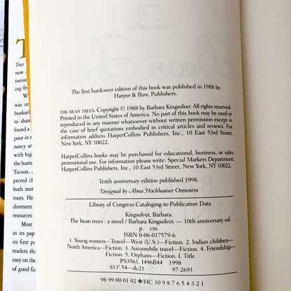 The Bean Trees by Barbara Kingsolver [10th ANNIVERSARY HARDCOVER / 1998]