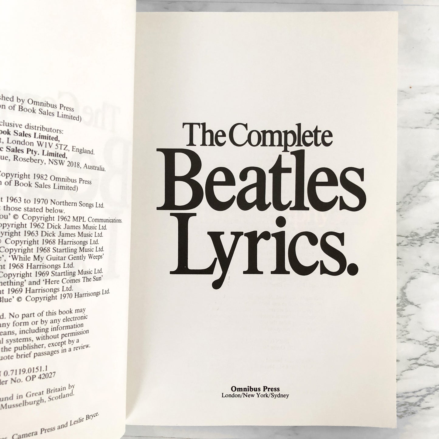 The Complete Beatles Lyrics: Every Song Written & Recorded by Lennon, McCartney, Harrison & Starr [1982 U.K. PAPERBACK]