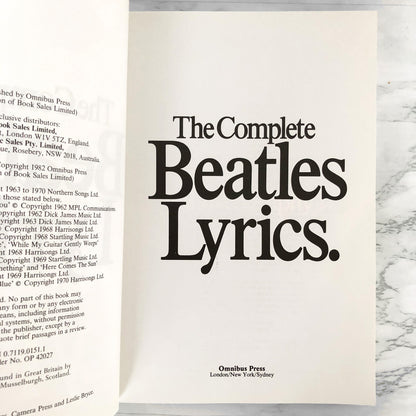 The Complete Beatles Lyrics: Every Song Written & Recorded by Lennon, McCartney, Harrison & Starr [1982 U.K. PAPERBACK]