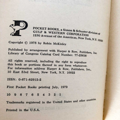 Beauty by Robin Mckinley [FIRST PAPERBACK PRINTING] 1979