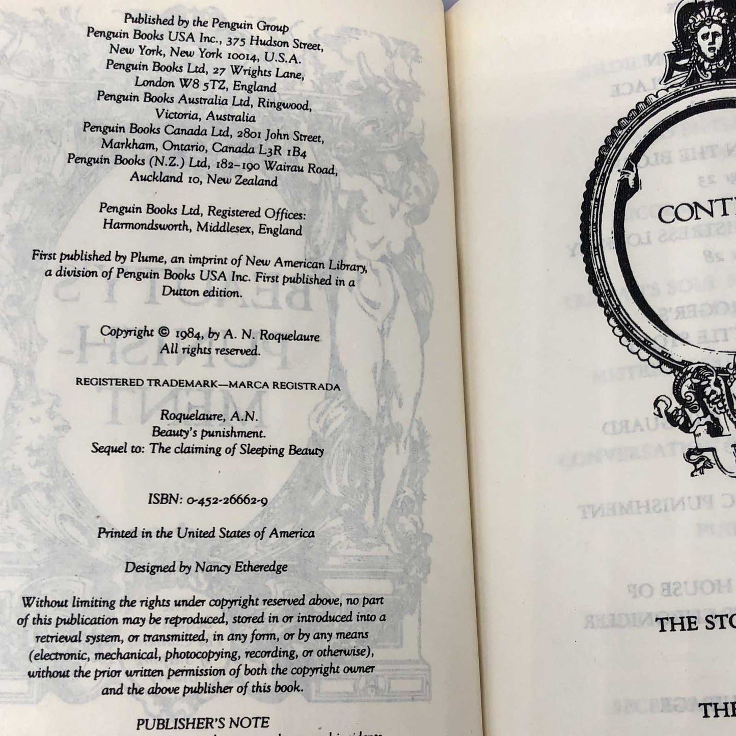 Beauty's Punishment by A.N. Roquelaure aka Anne Rice [1984 PLUME HARDCOVER]