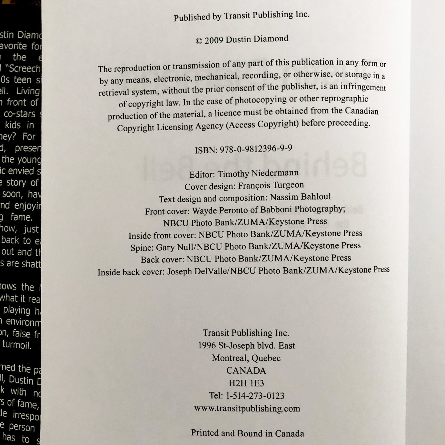 Behind the Bell by Dustin Diamond [FIRST EDITION / 2009]