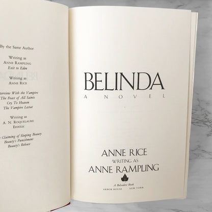 Belinda by Anne Rice "Rampling" [FIRST EDITION / FIRST PRINTING] 1986