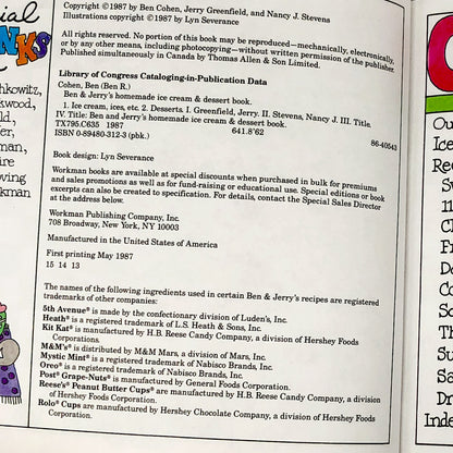 Ben & Jerry's Homemade Ice Cream & Dessert Book by Ben Cohen & Jerry Greenfield [1987 TRADE PAPERBACK]