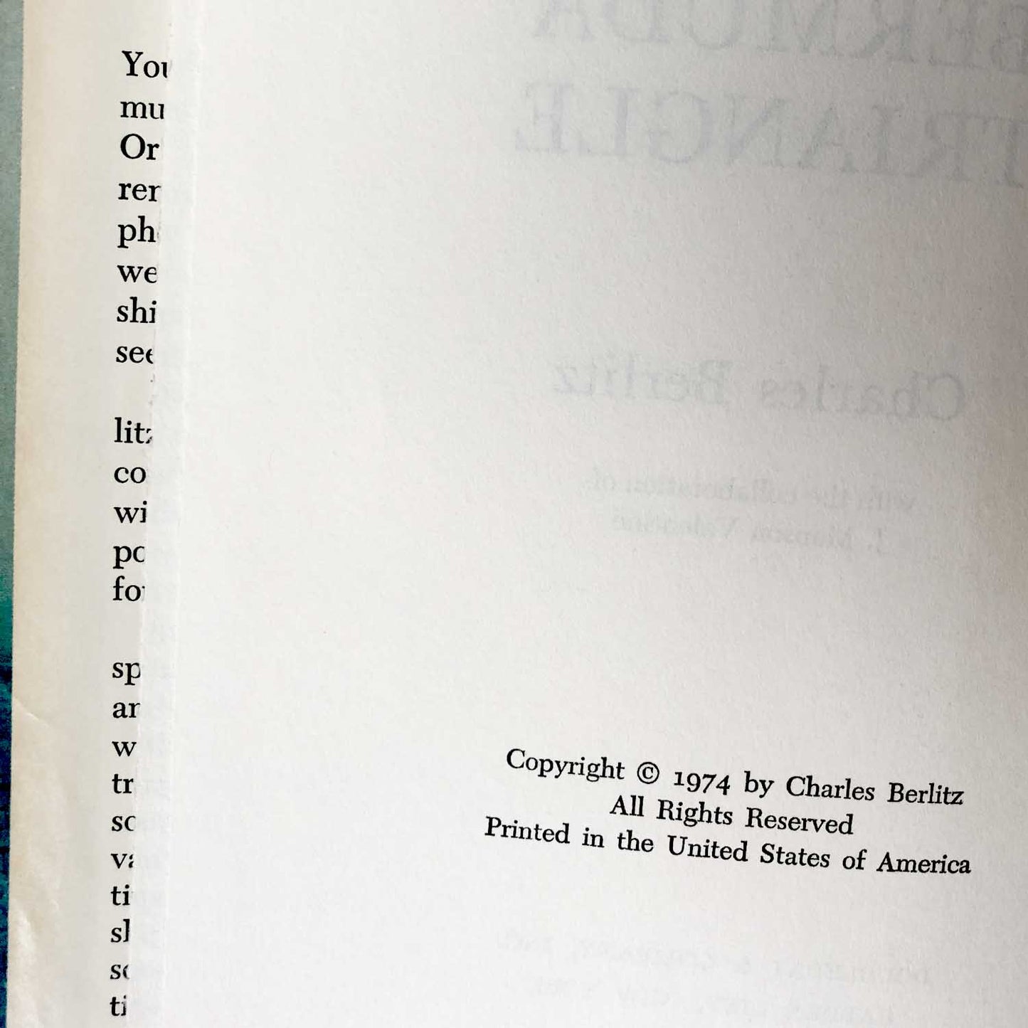 The Bermuda Triangle by Charles Berlitz [1974 HARDCOVER]