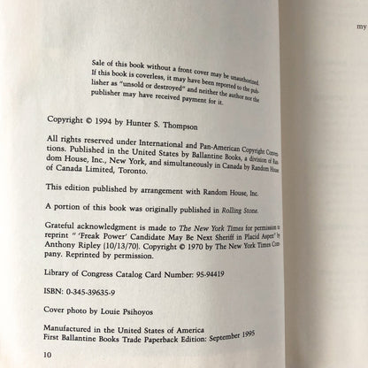 Better Than Sex: Confessions of a Political Junkie by Hunter S. Thompson [TRADE PAPERBACK] - Bookshop Apocalypse
