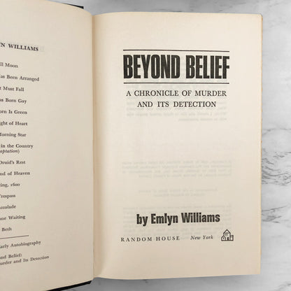 Beyond Belief: A Chronicle of Murder & Its Detection by Emlyn Williams [1968 HARDCOVER] BCE • Random House
