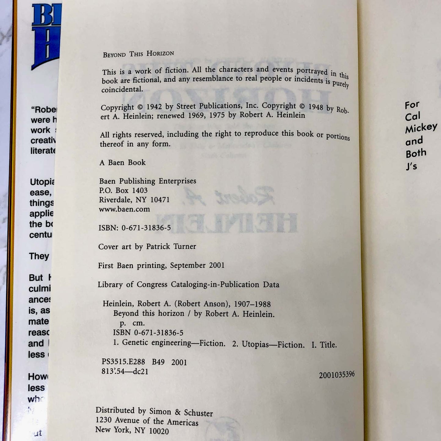 Beyond This Horizon by Robert A. Heinlein [HARDCOVER RE-ISSUE] BAEN ❧ 2001