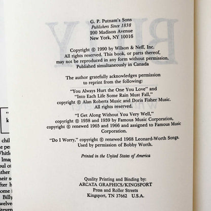 Billy by Whitley Strieber [1990 HARDCOVER] • G.P. Putnam's Sons