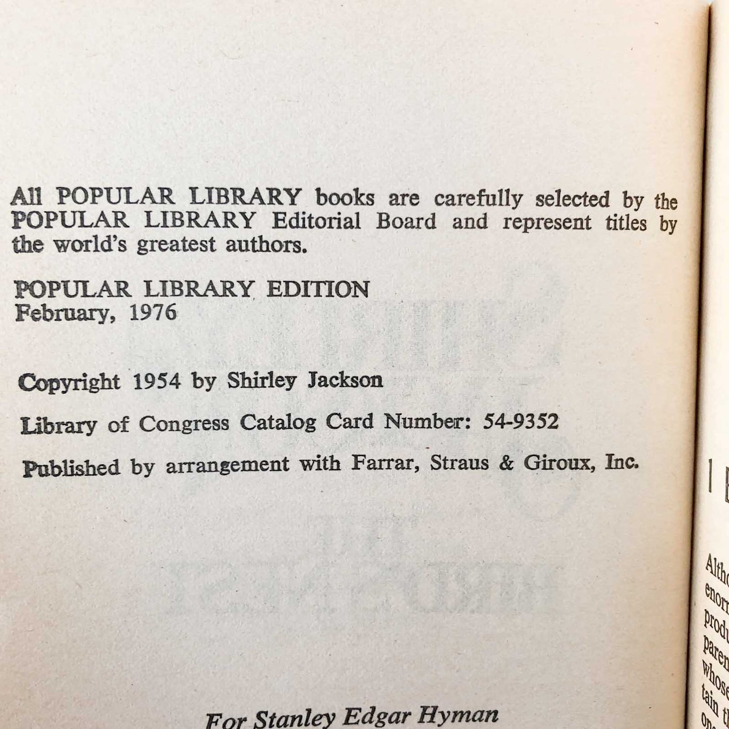 The Bird's Nest by Shirley Jackson [1976 PAPERBACK]