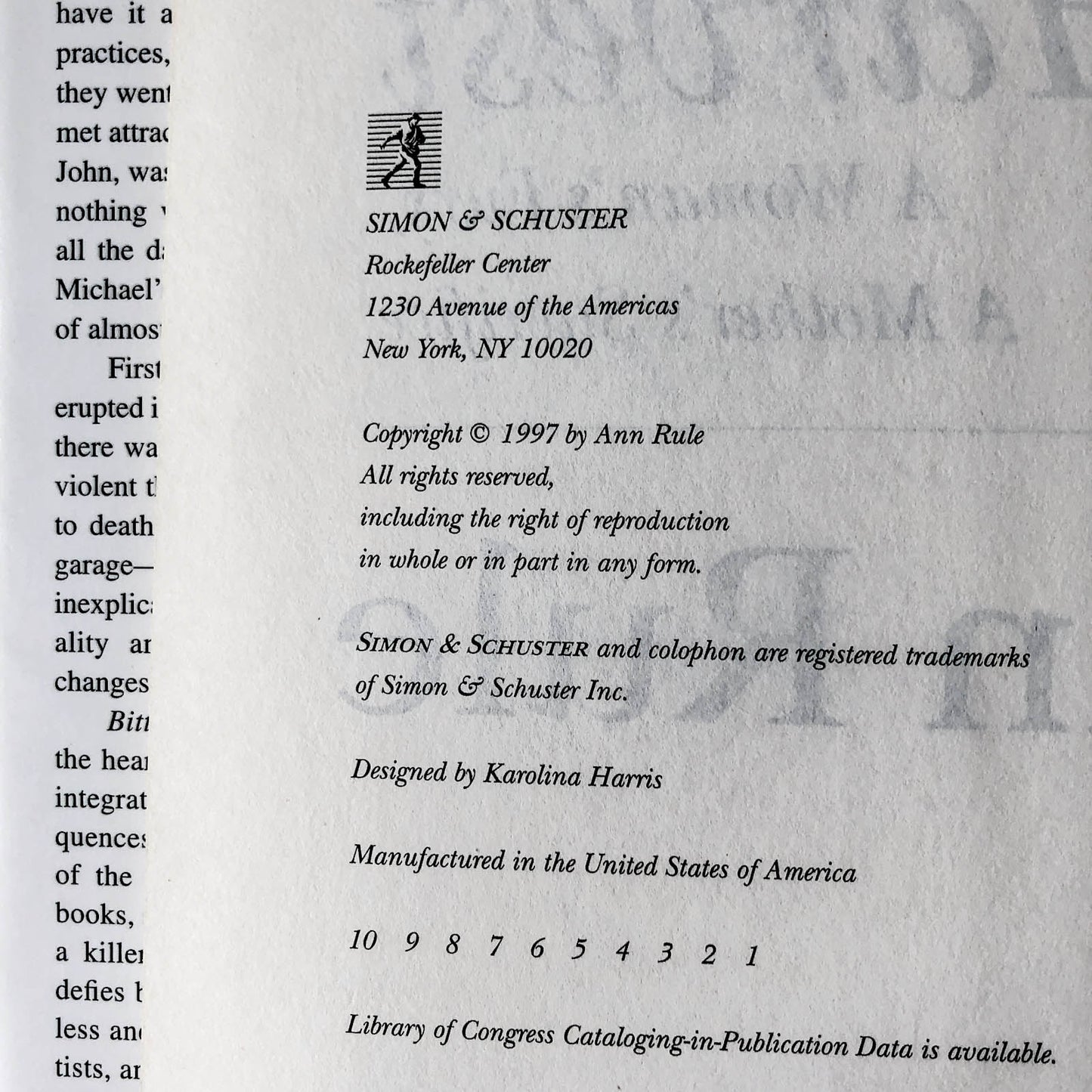 Bitter Harvest by Ann Rule [FIRST EDITION / FIRST PRINTING]