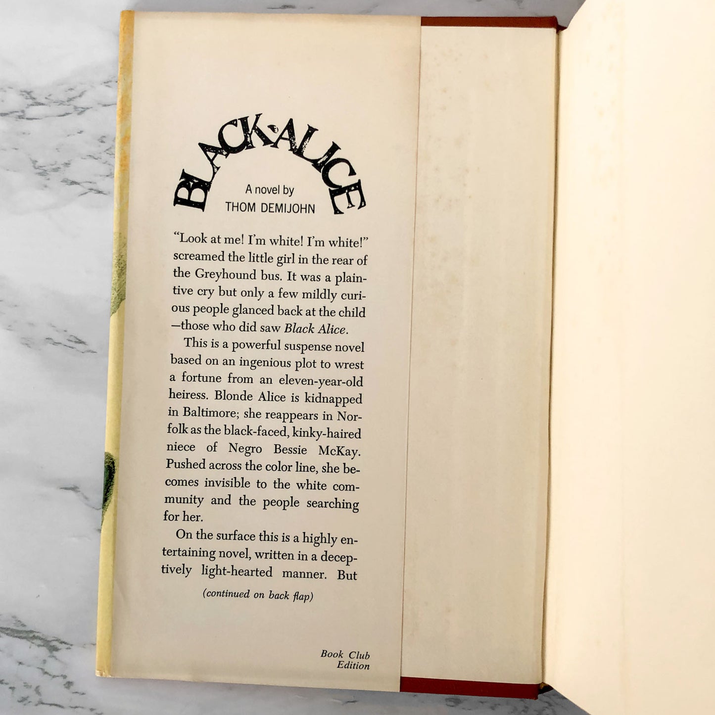 Black Alice by Thom Demijohn [FIRST BOOK CLUB EDITION / 1968]