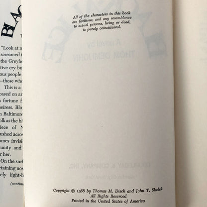 Black Alice by Thom Demijohn [FIRST BOOK CLUB EDITION / 1968]