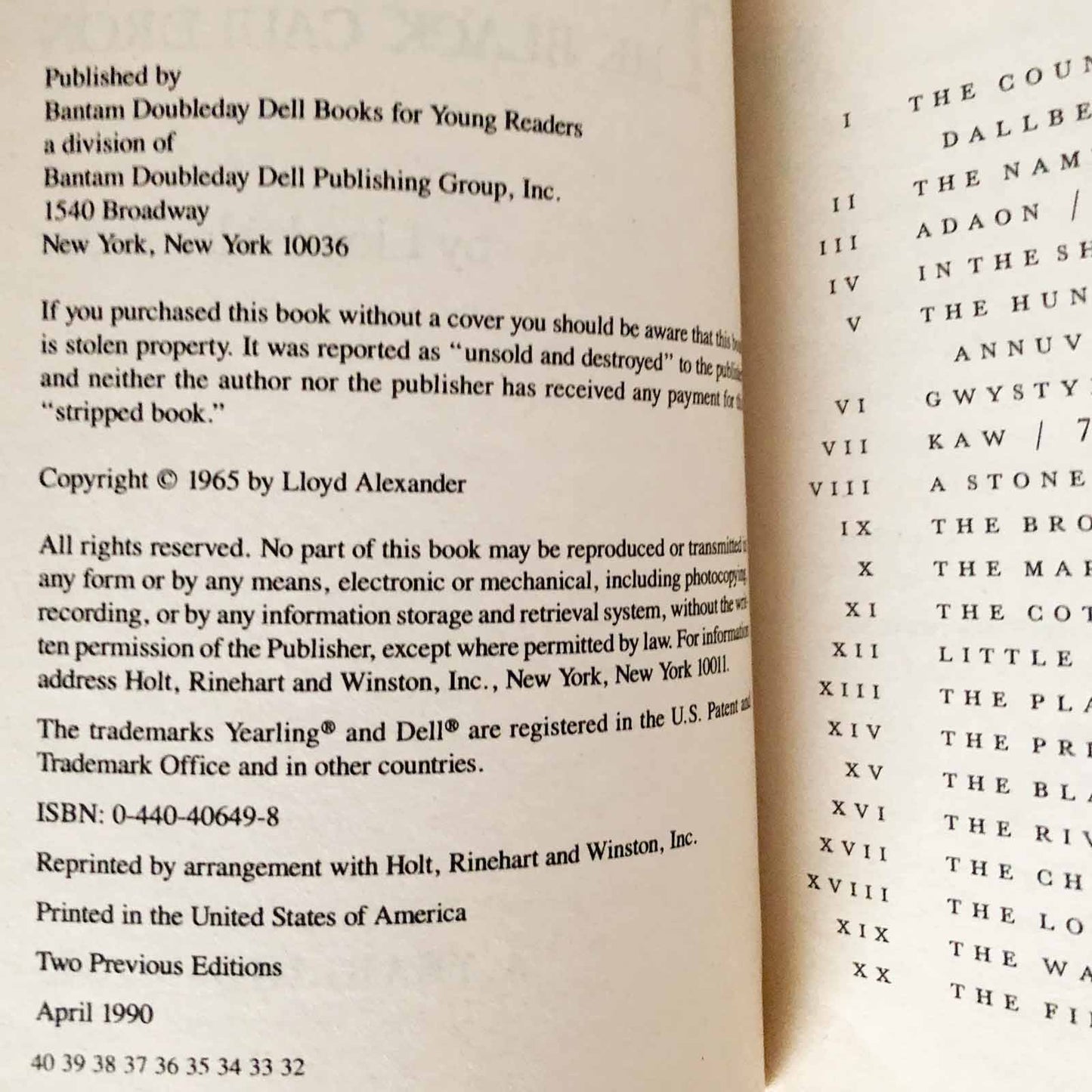 The Black Cauldron by Lloyd Alexander [TRADE PAPERBACK] 1990 • Dell-Yearling