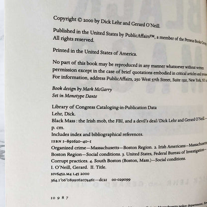 Black Mass: The Irish Mob, the Boston FBI & a Devil's Deal by Dick Lehr & Gerard O'Neill [FIRST EDITION]