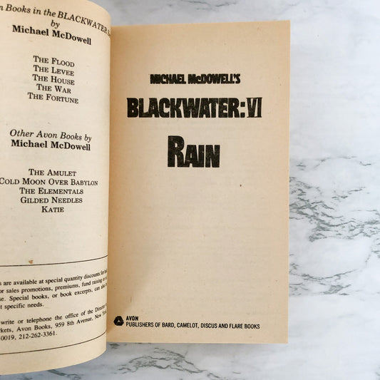 Blackwater VI: Rain by Michael McDowell [FIRST PRINTING / 1983]