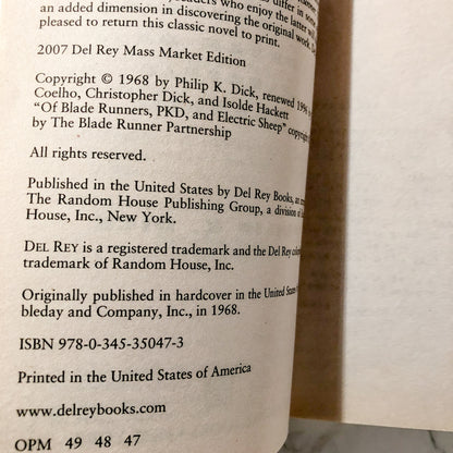 Blade Runner by Philip K. Dick [25th ANNIVERSARY PAPERBACK] - Bookshop Apocalypse