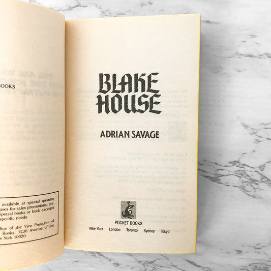 Blake House by Adrian Savage [FIRST EDITION] 1990