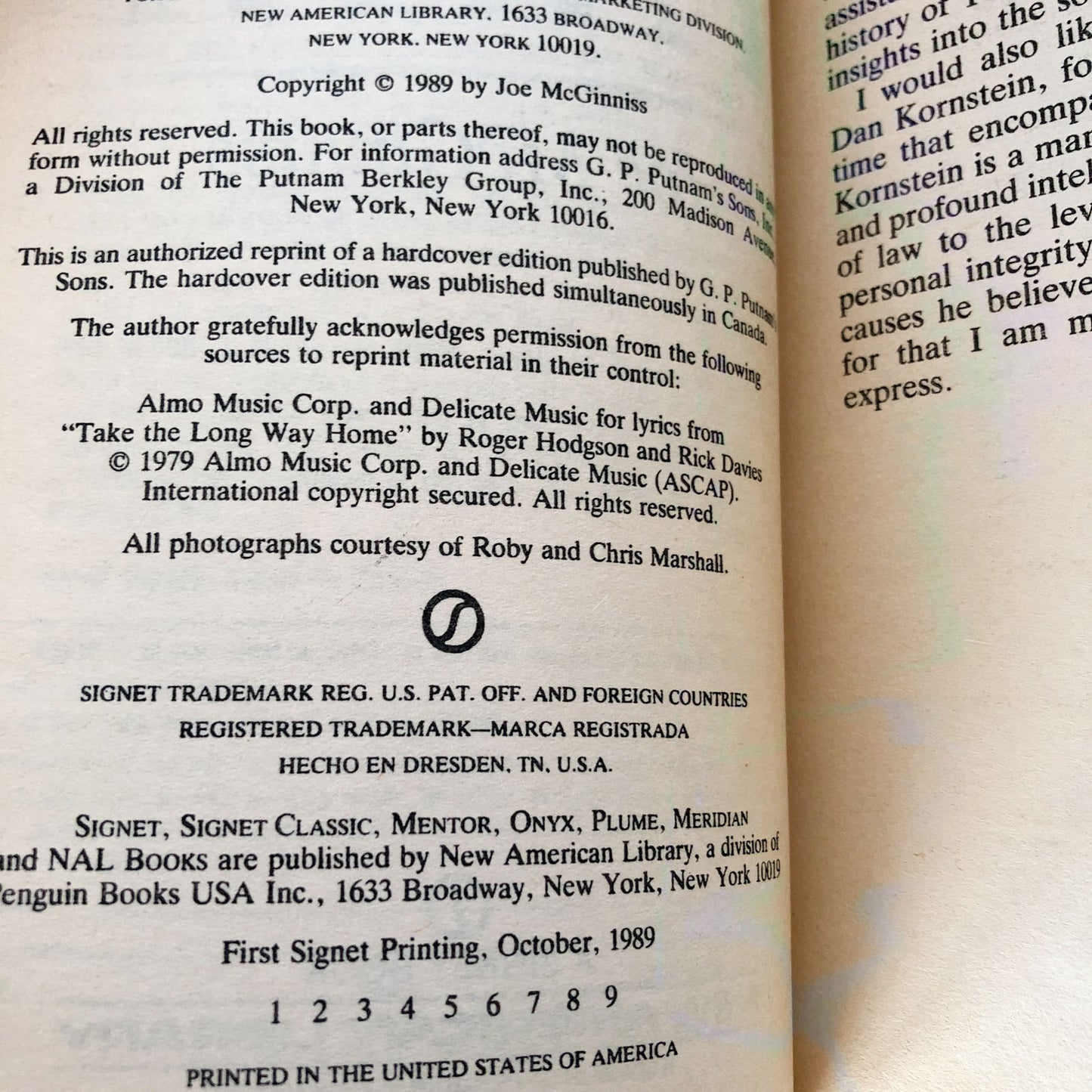 Blind Faith by Joe McGinniss [1989 PAPERBACK]