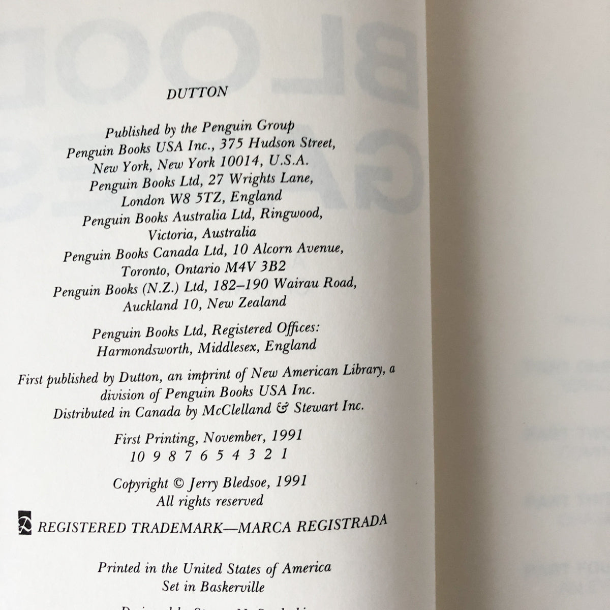 Blood Games by Jerry Bledsoe [FIRST EDITION] - Bookshop Apocalypse