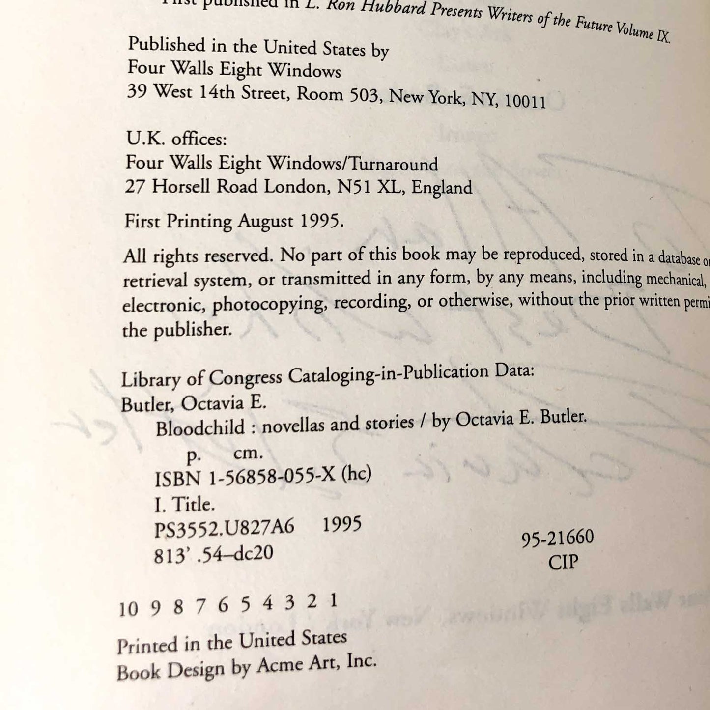 Bloodchild & Other Stories by Octavia E. Butler SIGNED! [FIRST EDITION • FIRST PRINTING] 1995