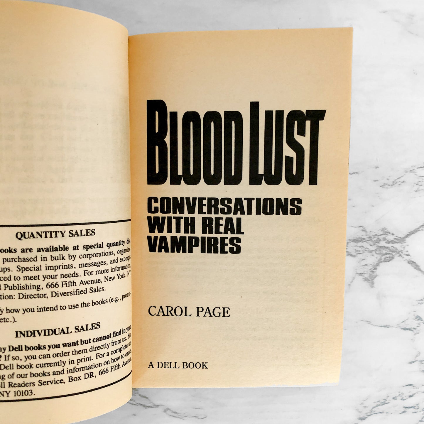 Blood Lust: Conversations with Real Vampires by Carol Page [FIRST PAPERBACK PRINTING / 1992]