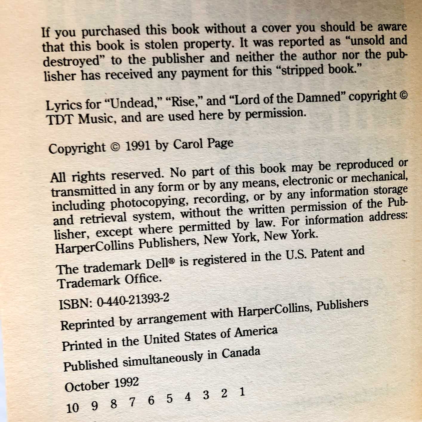 Blood Lust: Conversations with Real Vampires by Carol Page [FIRST PAPERBACK PRINTING / 1992]