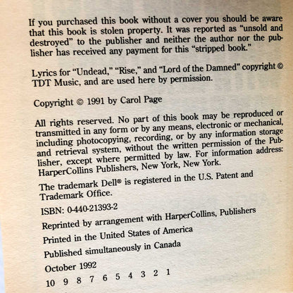Blood Lust: Conversations with Real Vampires by Carol Page [FIRST PAPERBACK PRINTING / 1992]