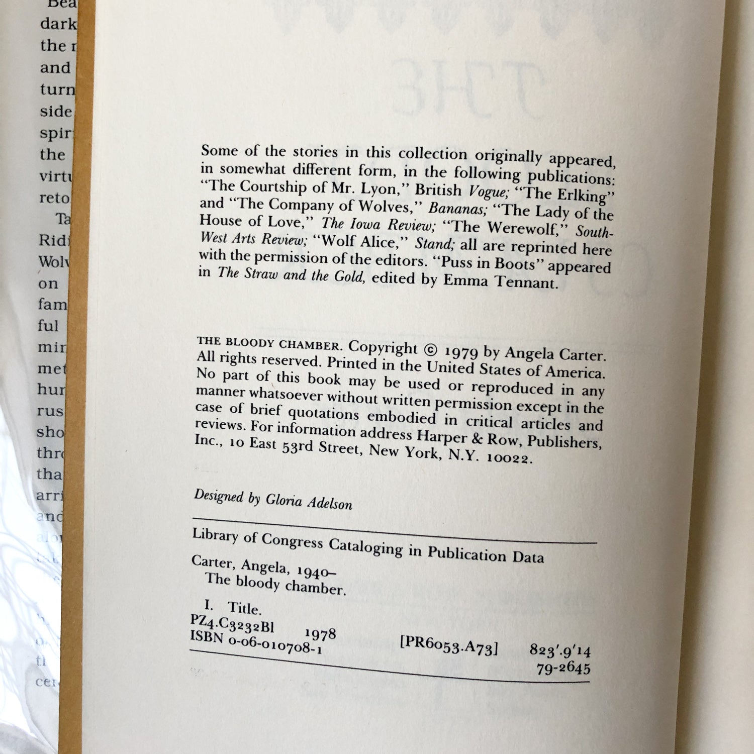 The Bloody Chamber & Other Stories by Angela Carter [1979 HARDCOVER / BCE] - Bookshop Apocalypse