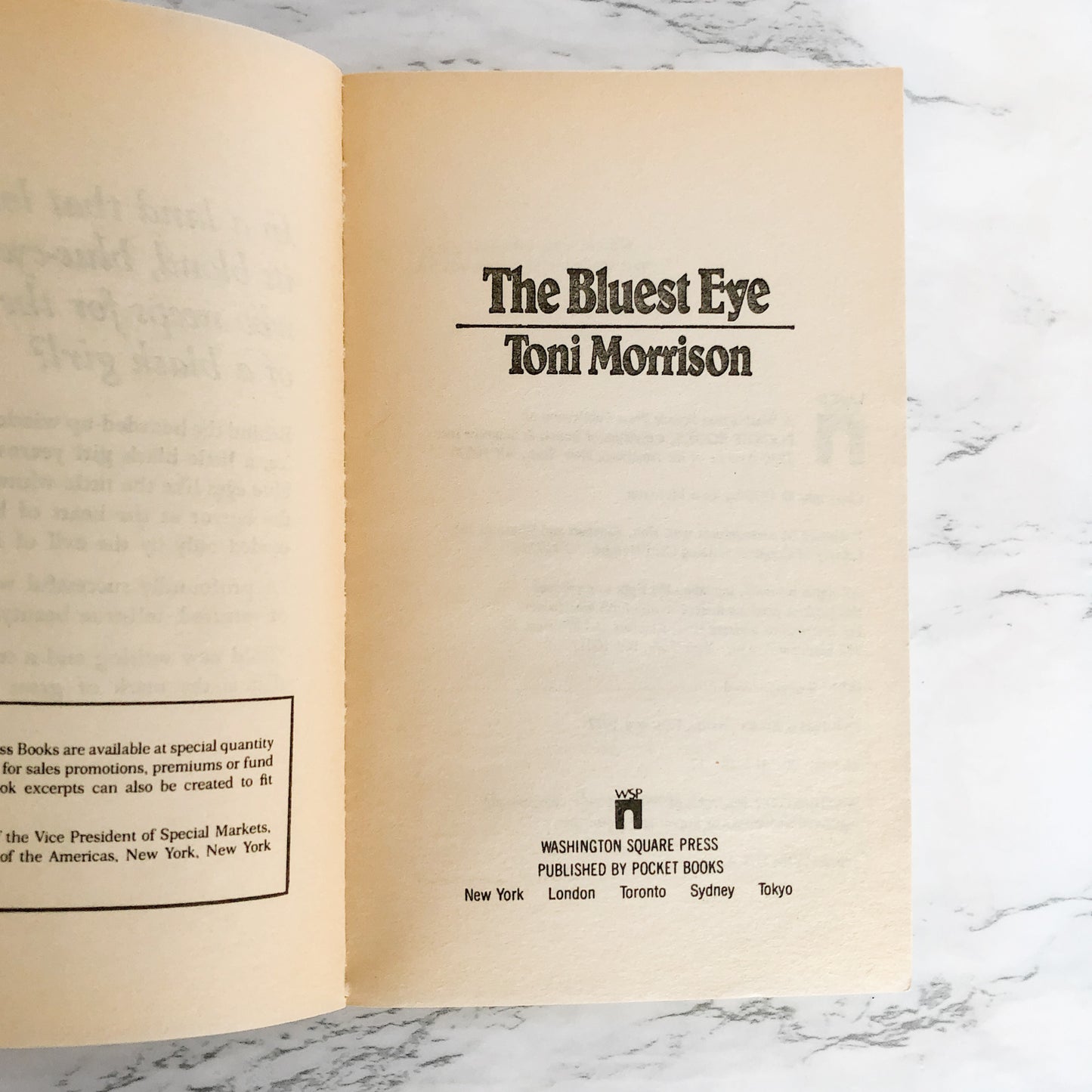The Bluest Eye by Toni Morrison [1972 PAPERBACK]
