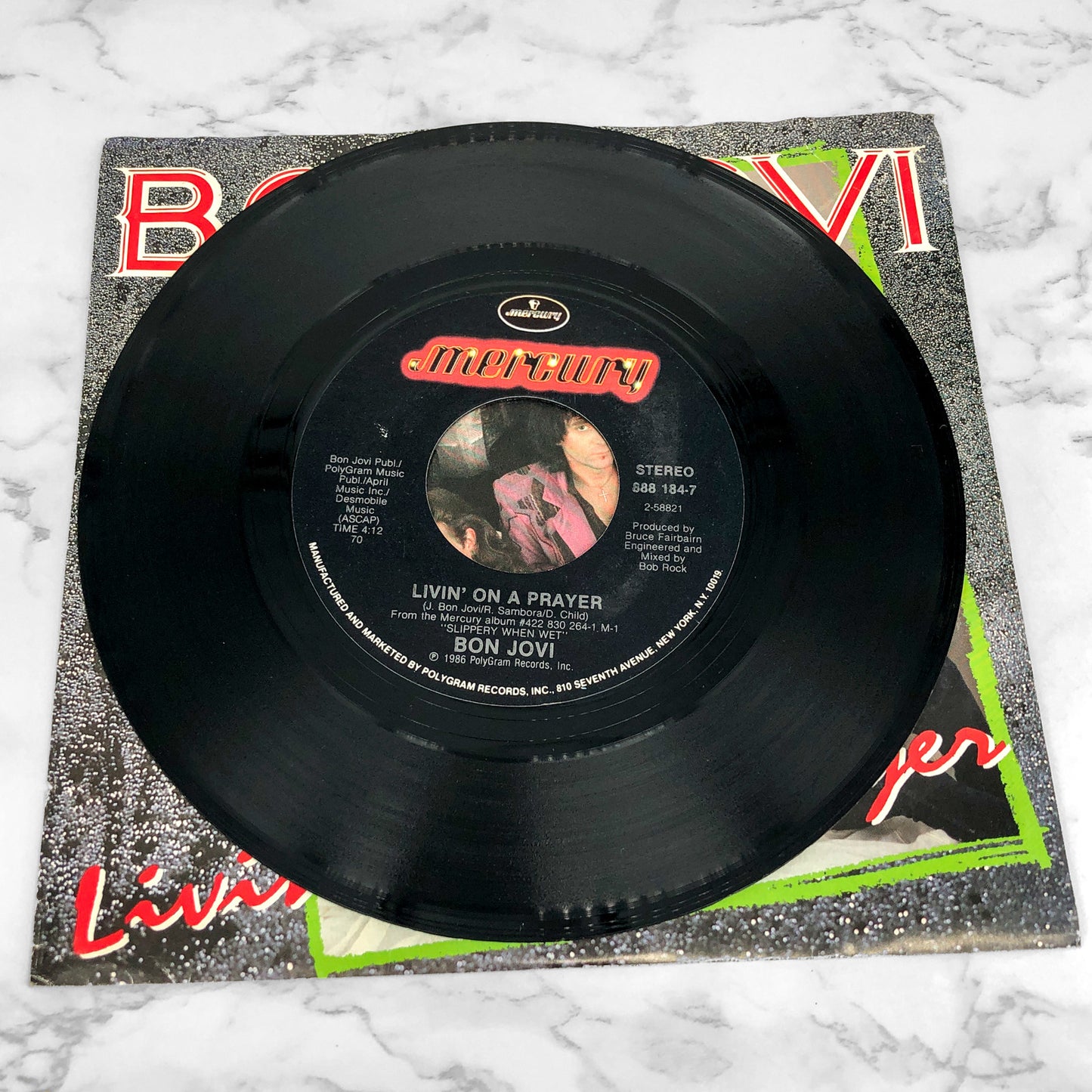 Bon Jovi – Livin' On A Prayer [7" VINYL SINGLE] 1986 • Mercury