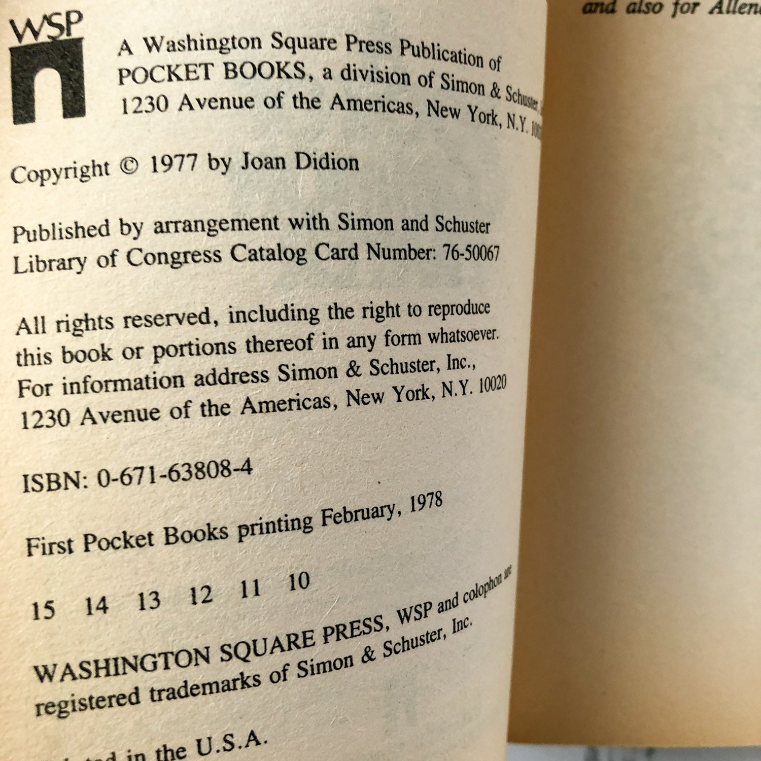 A Book of Common Prayer by Joan Didion [1978 PAPERBACK] - Bookshop Apocalypse