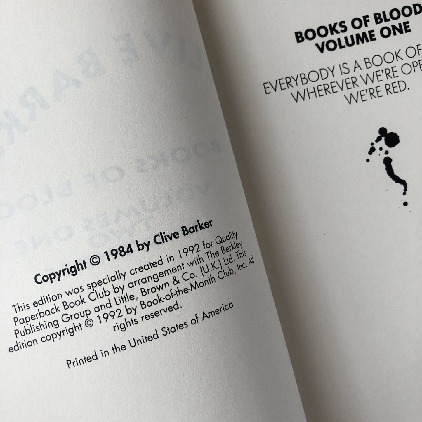 Clive Barker's Books of Blood Volumes I-III [1992 TRADE PAPERBACK] - Bookshop Apocalypse