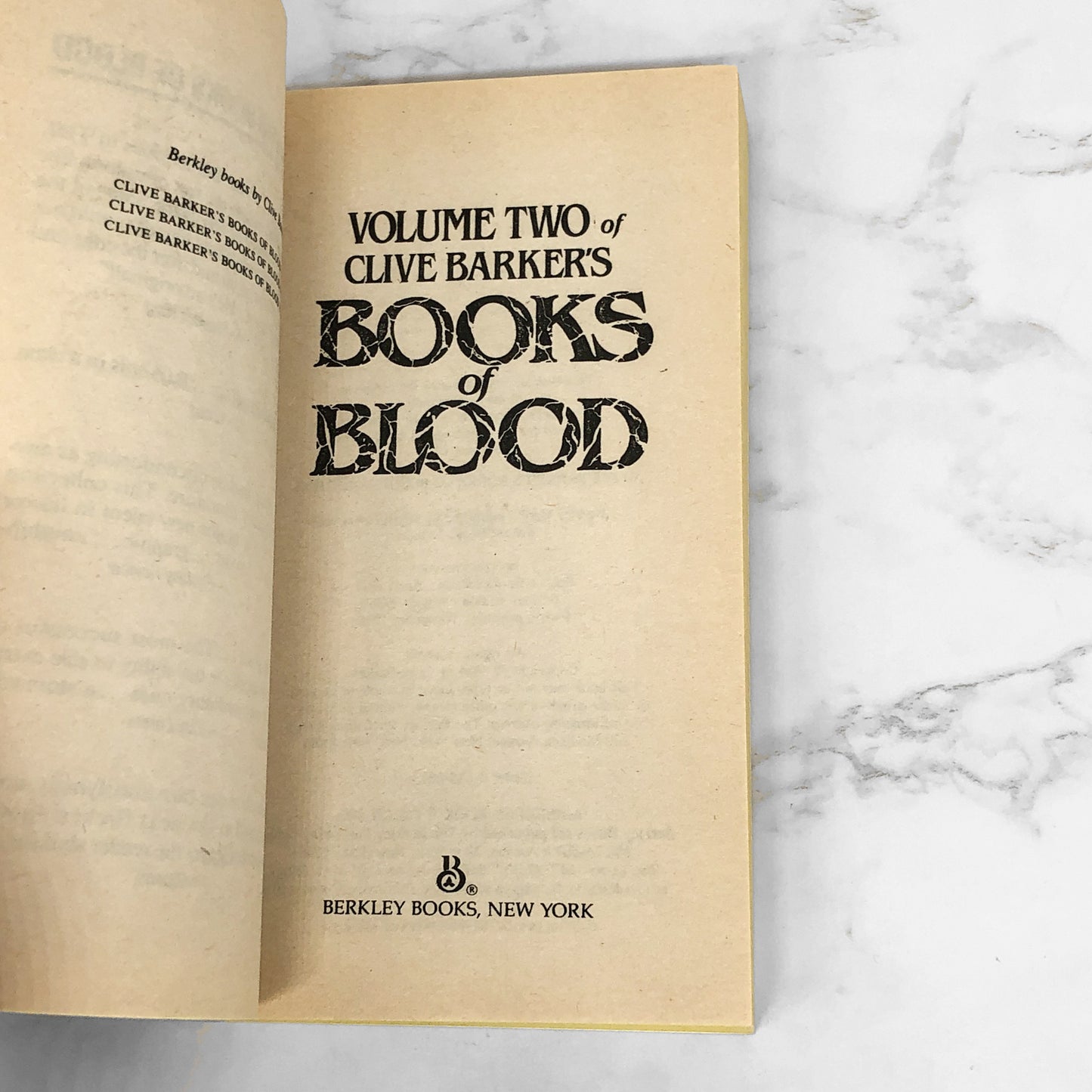 Clive Barker's Books of Blood - Volume II [U.S. FIRST EDITION PAPERBACK] 1986 • Berkley