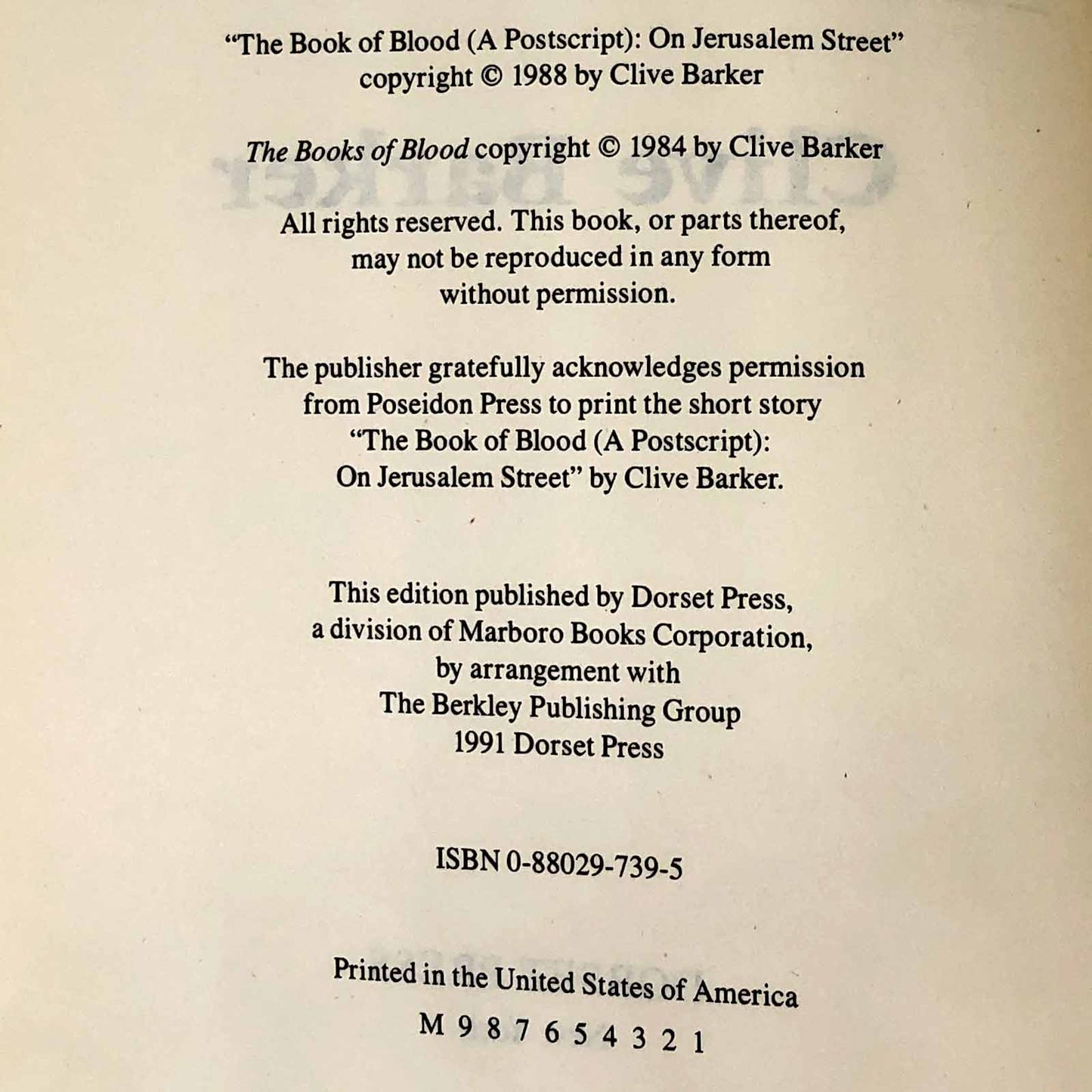 The Books of Blood [Vol. I-III] by Clive Barker [1991 HARDCOVER OMNIBUS]