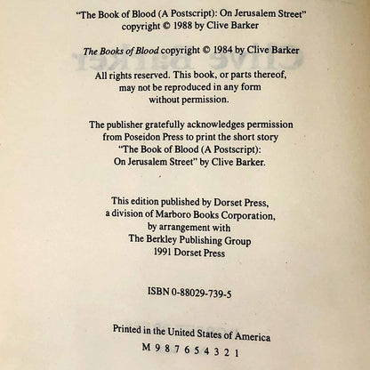 The Books of Blood [Vol. I-III] by Clive Barker [1991 HARDCOVER OMNIBUS]