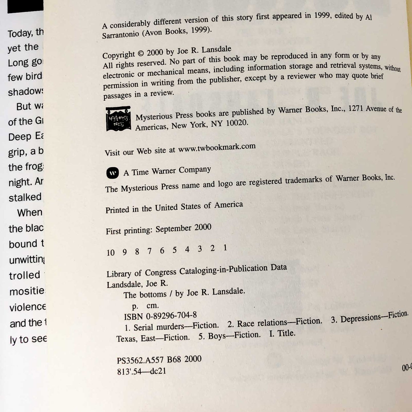 The Bottoms by Joe R. Lansdale [FIRST EDITION / FIRST PRINTING] 2000