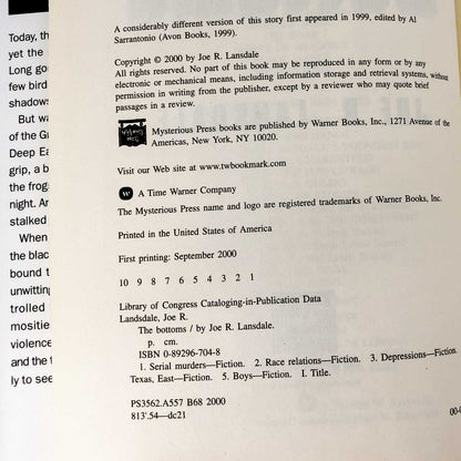 The Bottoms by Joe R. Lansdale [FIRST EDITION / FIRST PRINTING] 2000