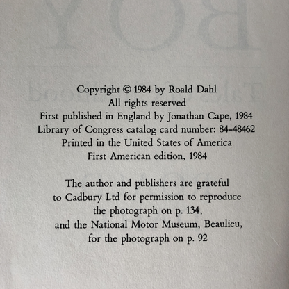 Boy: Tales of Childhood by Roald Dahl [FIRST EDITION] - Bookshop Apocalypse