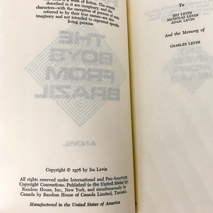 The Boys From Brazil by Ira Levin [1976 HARDCOVER] • Random House