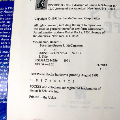 Boy's Life by Robert R. McCammon [FIRST EDITION / FIRST PRINTING] 1991