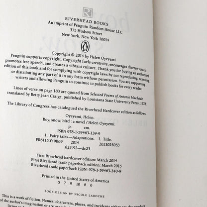 Boy, Snow, Bird by Helen Oyeyemi [TRADE PAPERBACK] 2014 • Riverhead