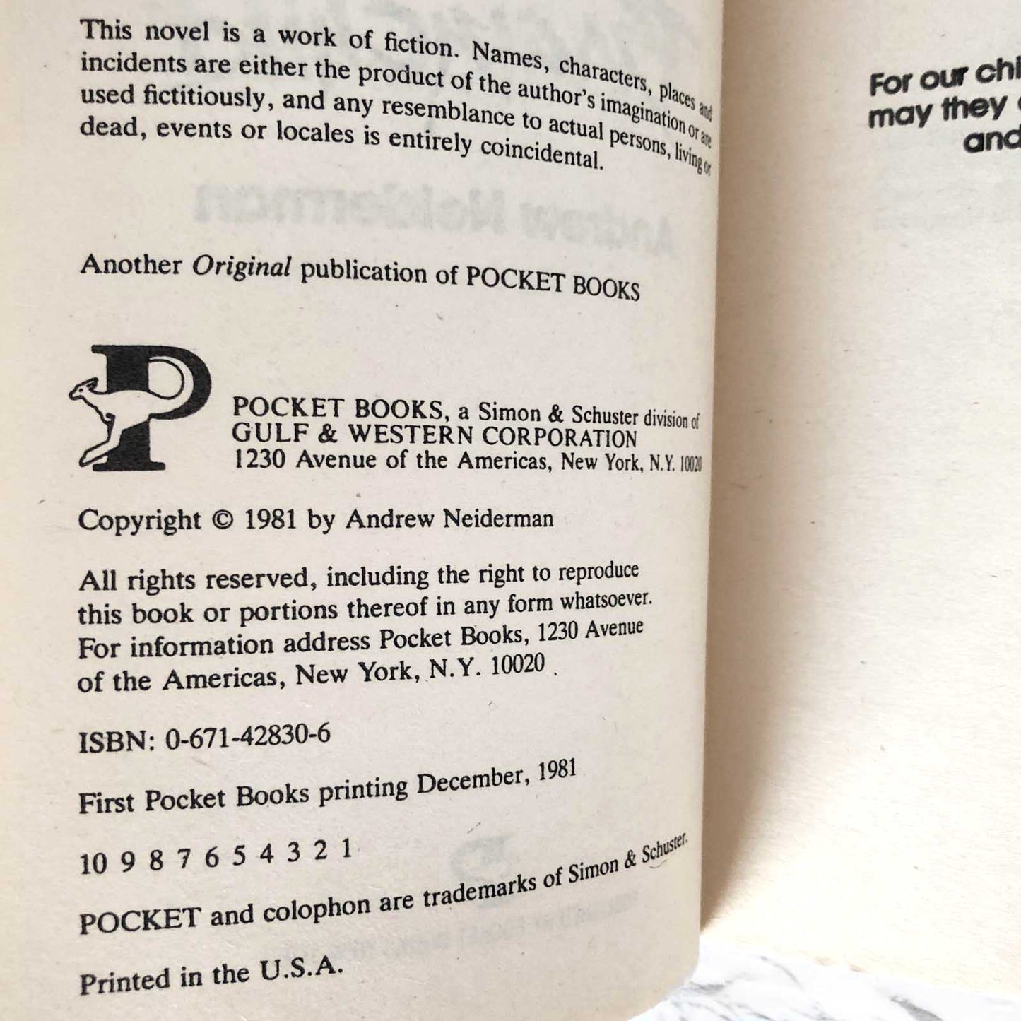 Brainchild by Andrew Neiderman [FIRST EDITION / FIRST PRINTING] 1981