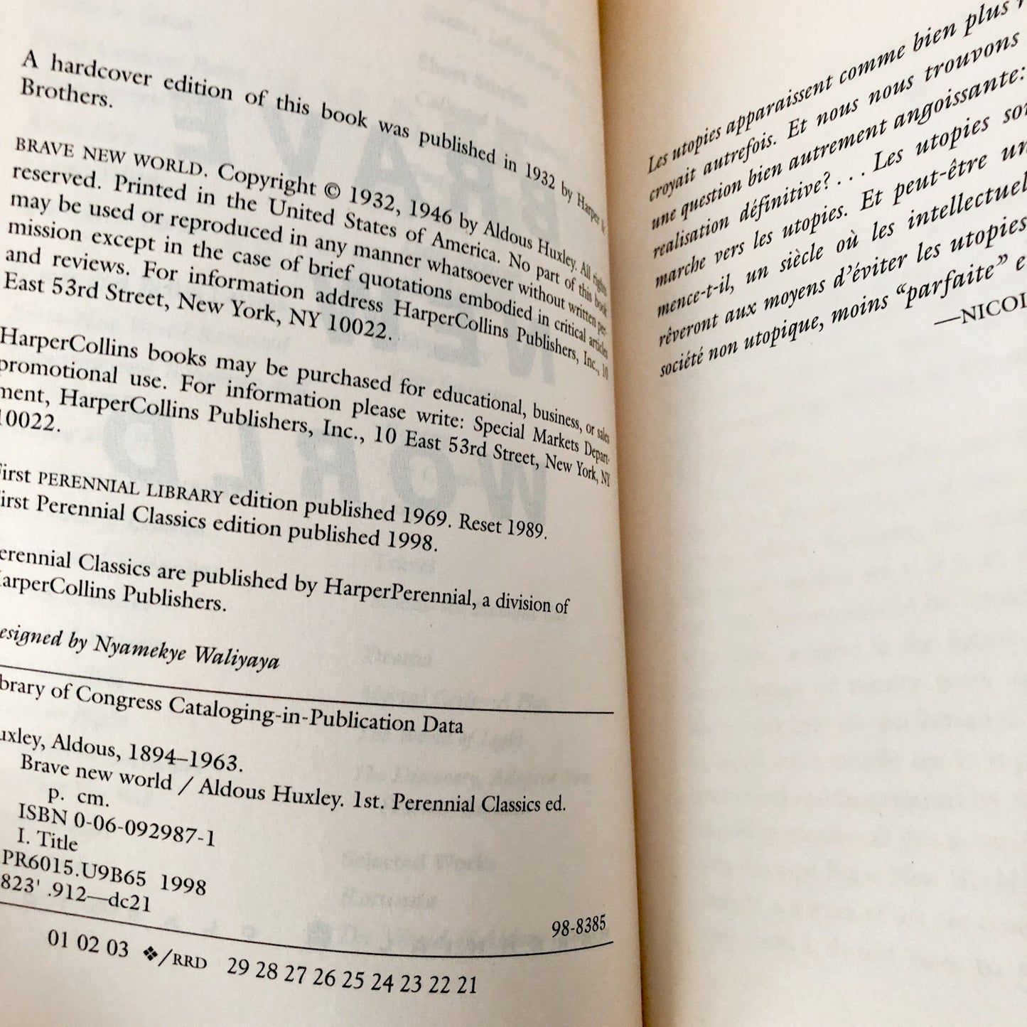 Brave New World by Aldous Huxley [TRADE PAPERBACK / 1998]