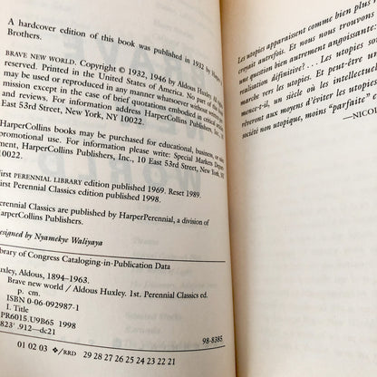 Brave New World by Aldous Huxley [TRADE PAPERBACK / 1998]