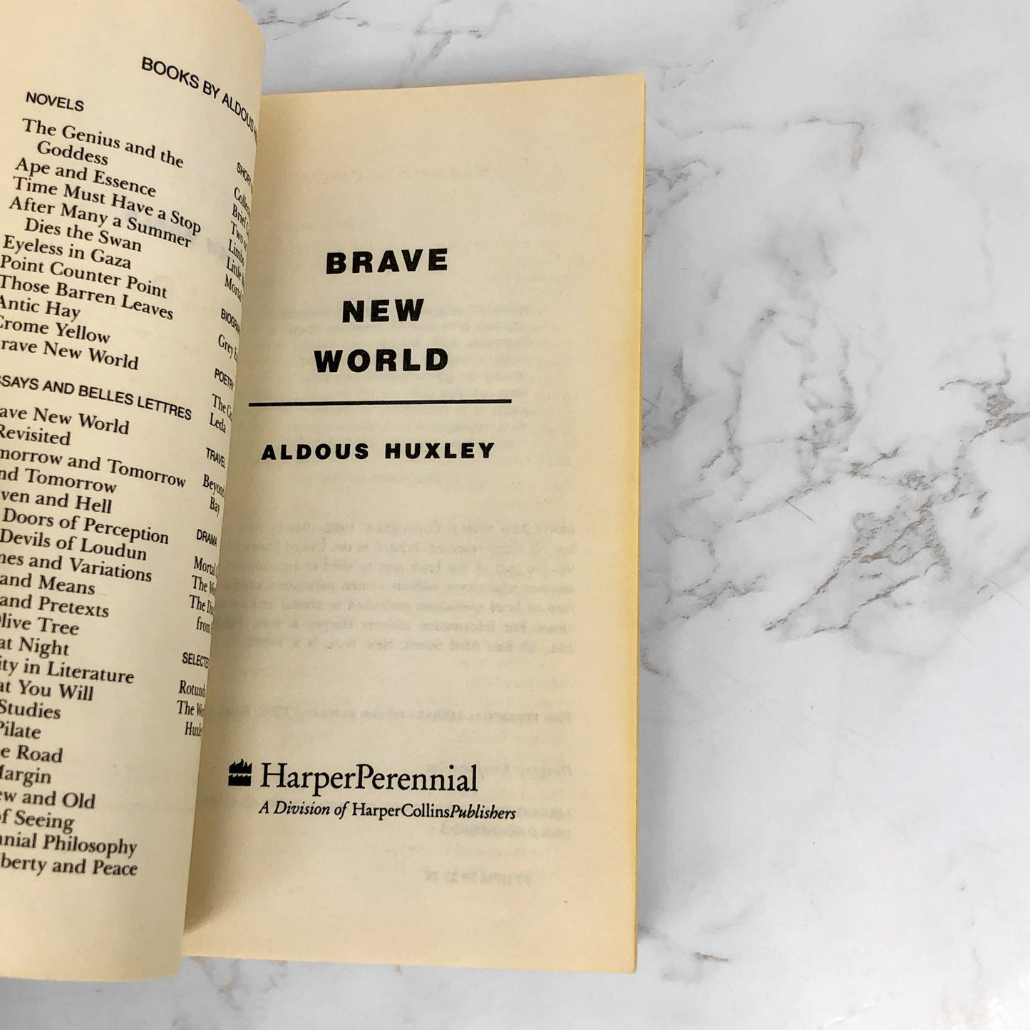 Brave New World by Aldous Huxley [1989 PAPERBACK] • Harper Pernnial
